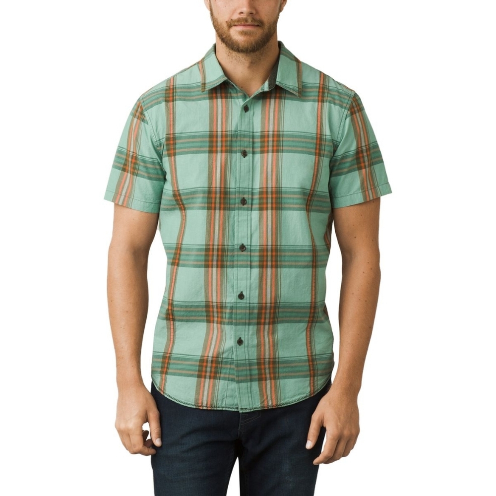 Prana Men’s Lukas Plaid Short Sleeve Button Down Shirt Wild Sage Green Large